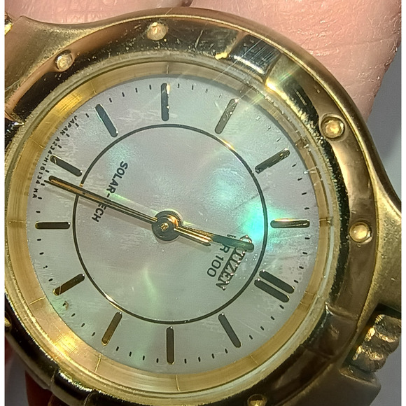 Citizen Eco-Drive WR100 Solar-Tech Ladies Watch Gold toned Mother of Pearl 27mm main image 4
